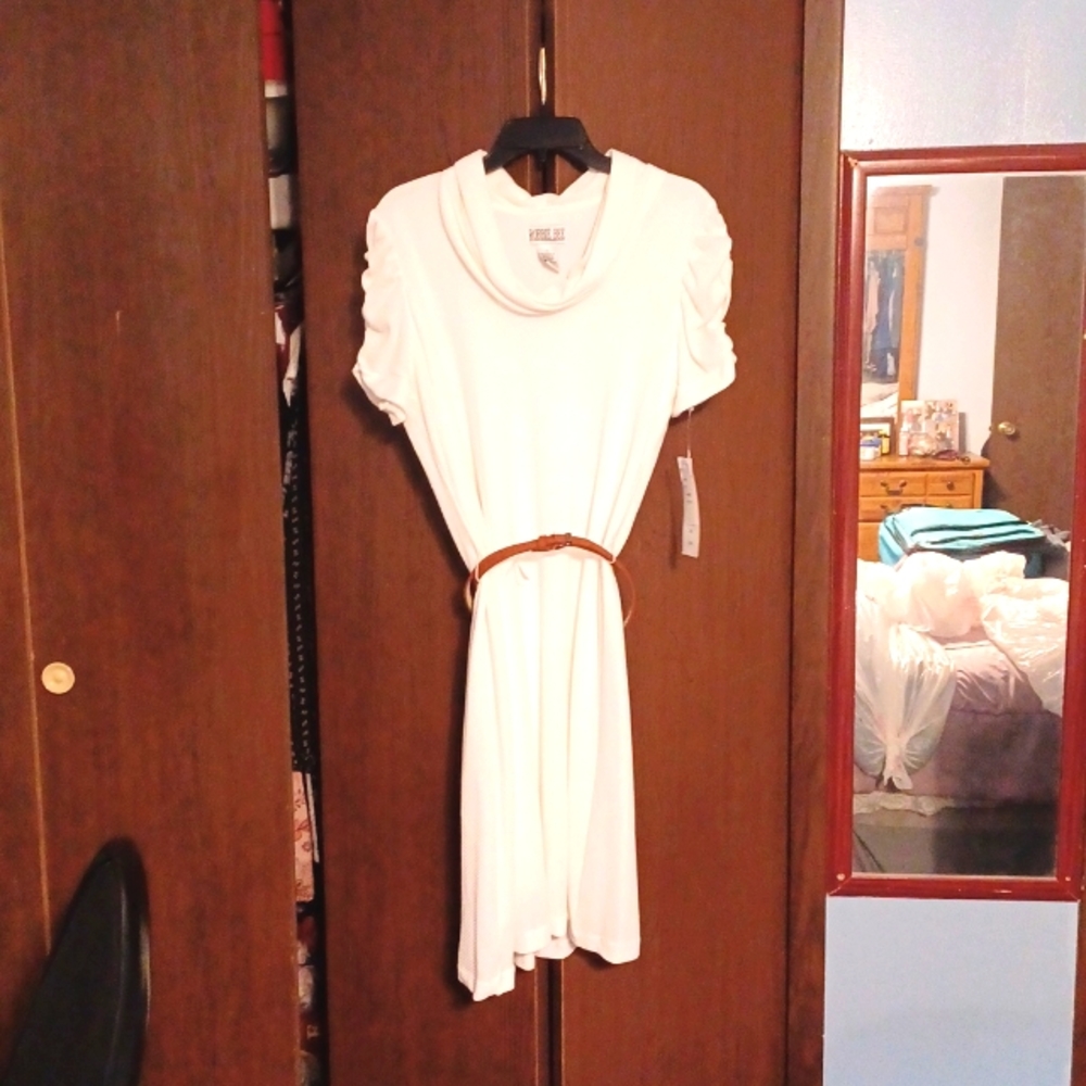 Winter whote light sweater dress
